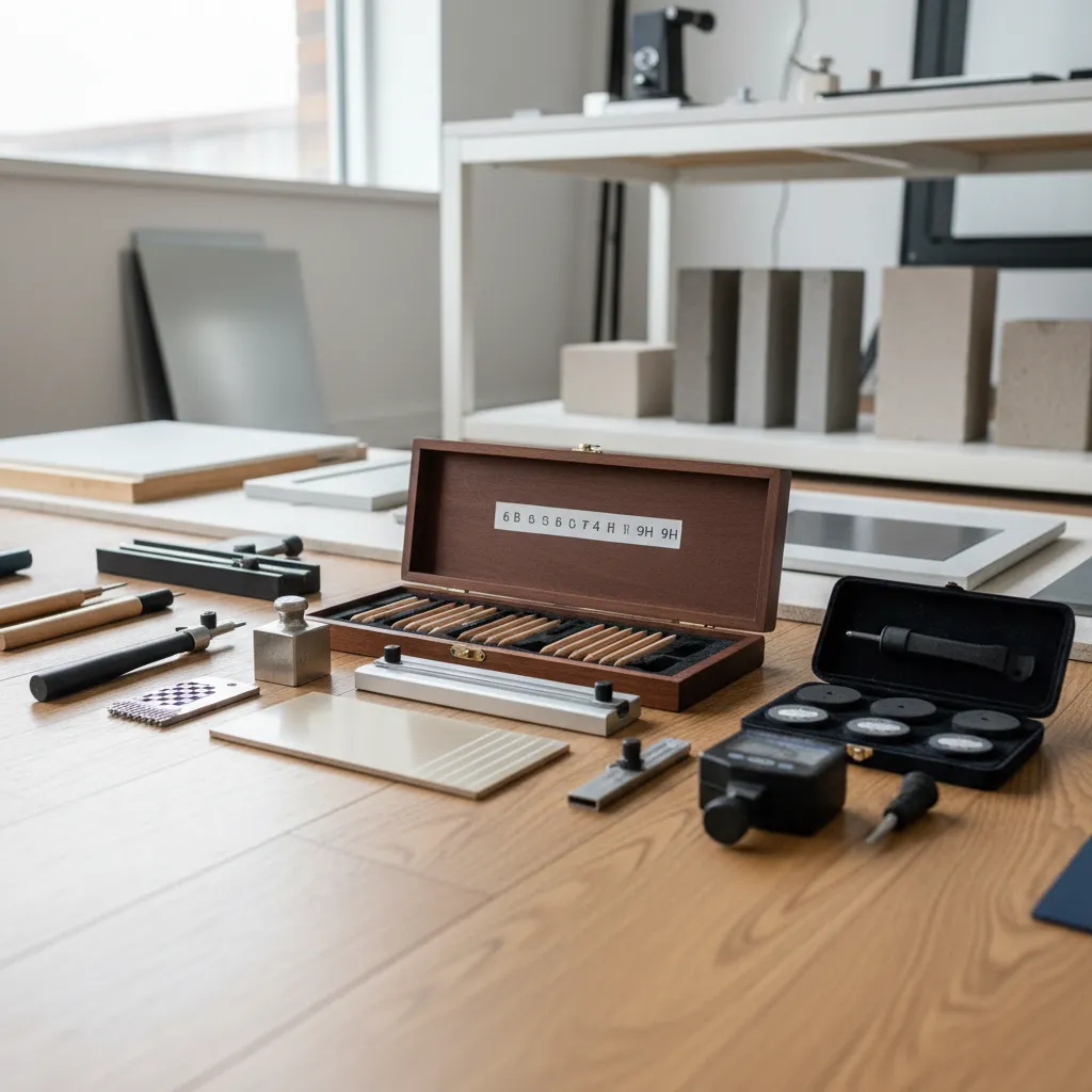 professional tools used to test paint hardness on floors