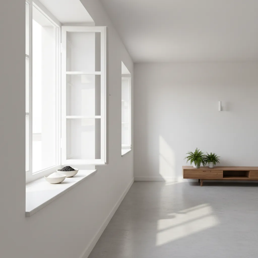 Bowls of baking soda and charcoal placed near window in ventilated room