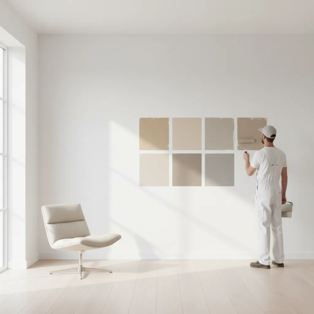real paint samples tested on interior wall after AI preview selection