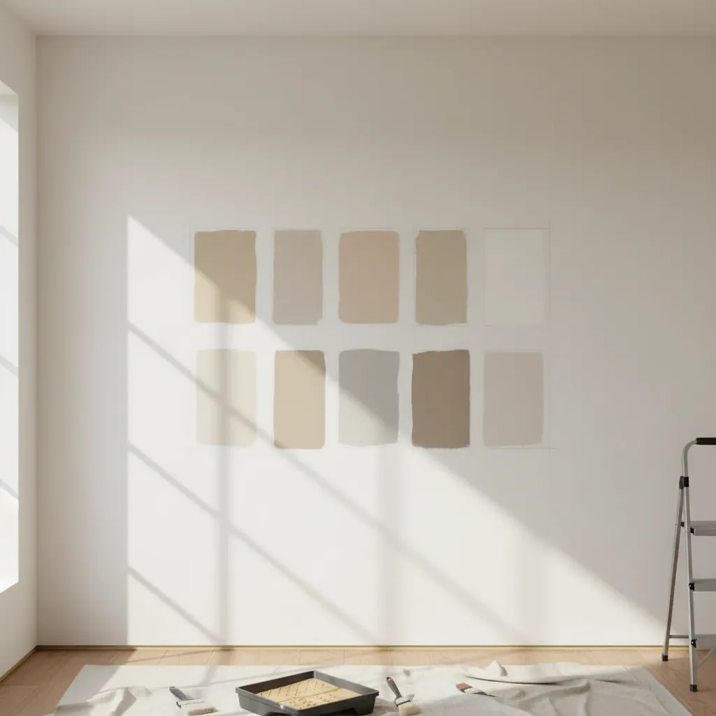 Muestras de pintura probadas directamente en una pared interior