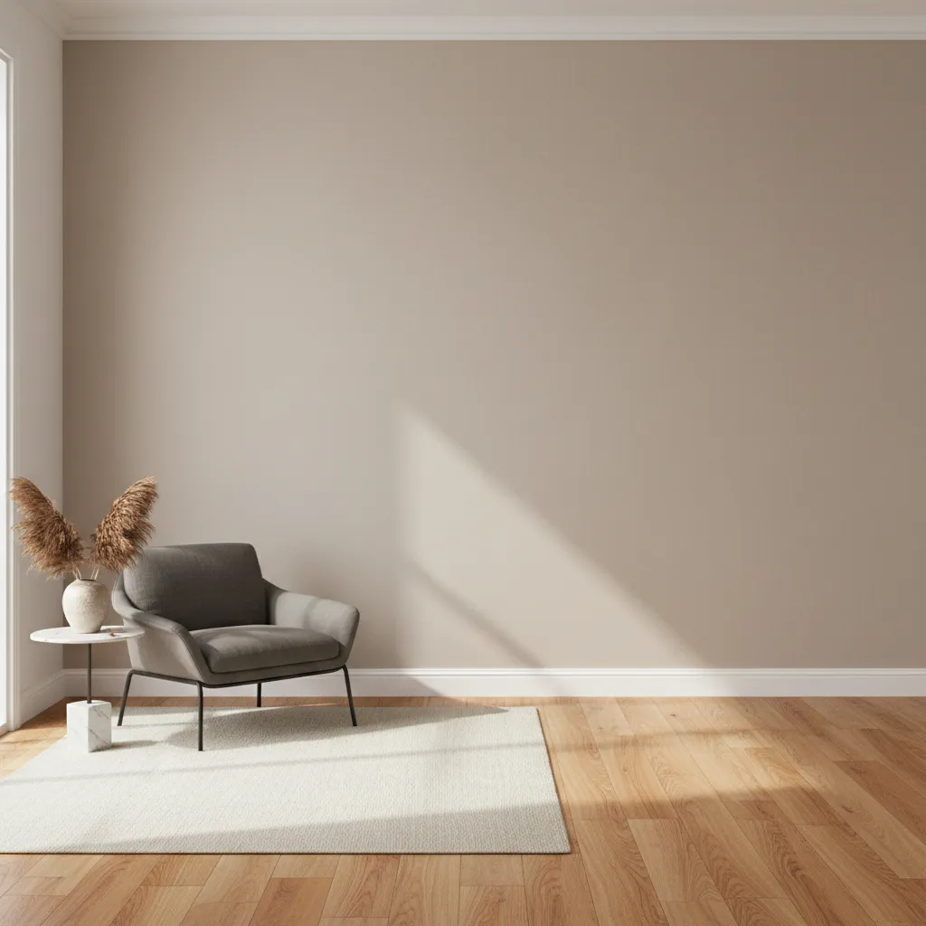 neutral wall paint interacting with warm oak flooring showing undertone contrast