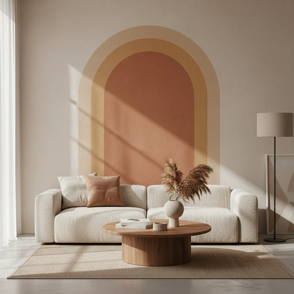 Arco pintado decorativo en pared interior