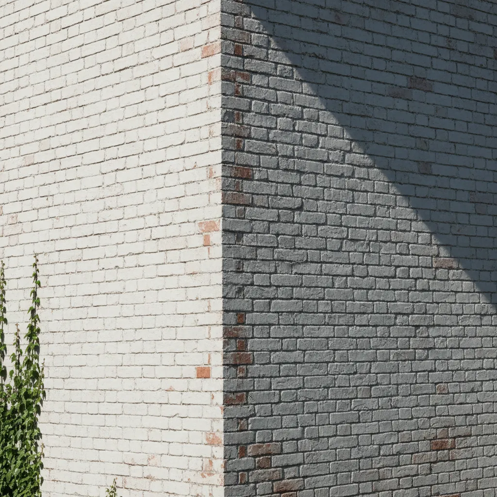painted brick wall before paint removal preparation