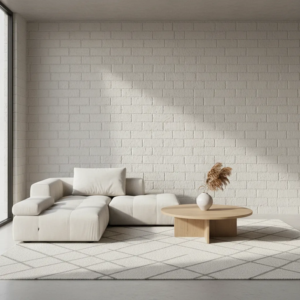 painted concrete block wall used as subtle living room background