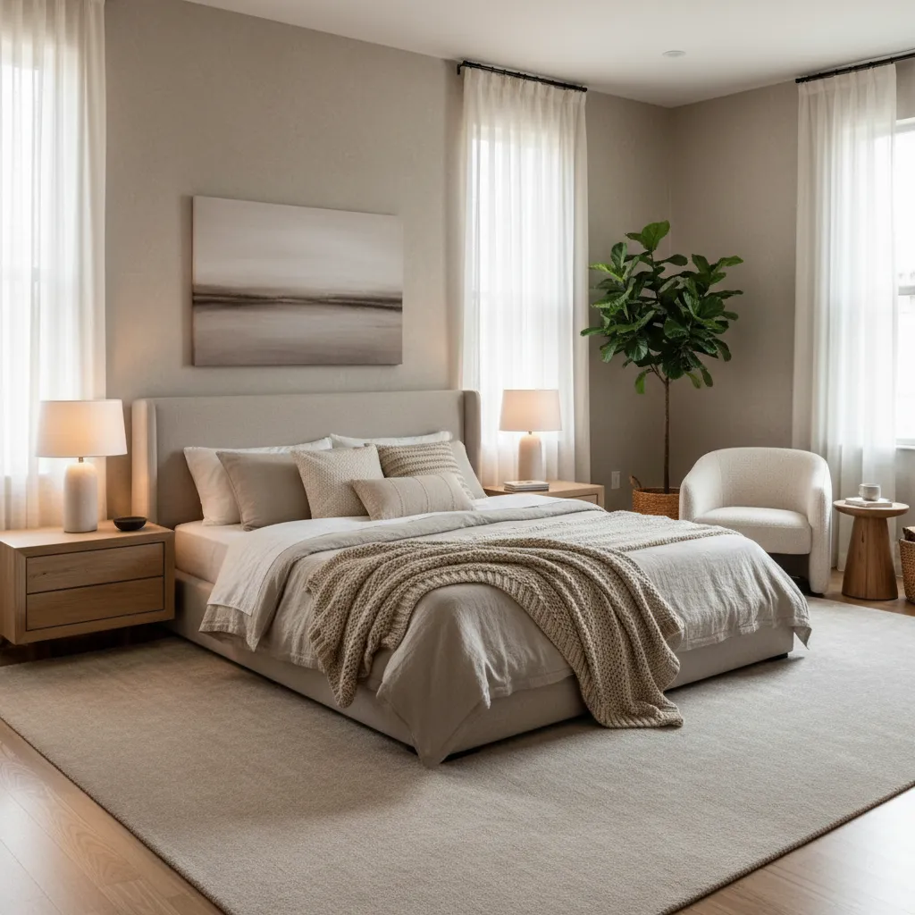 Habitación con paleta de colores equilibrada en tonos neutros