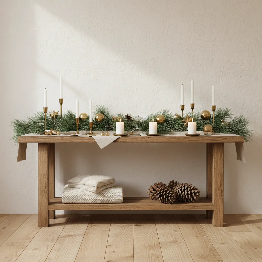 decoración navideña con paleta verde dorado y blanco