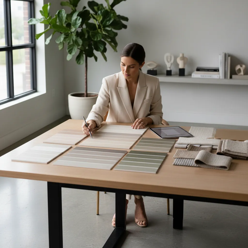 Muestras de pintura en tonos neutros elegantes para interiores