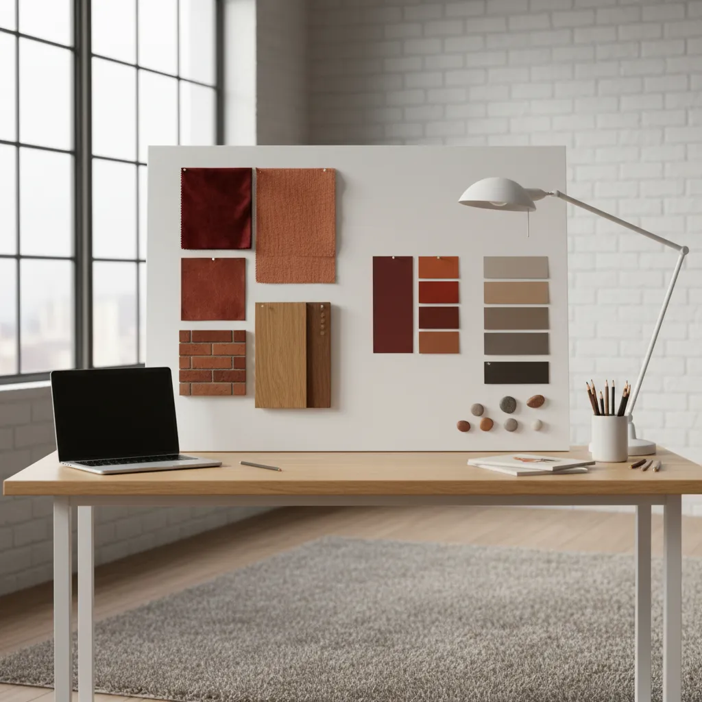 Paleta de colores con diferentes tonos de rojo combinados con gris