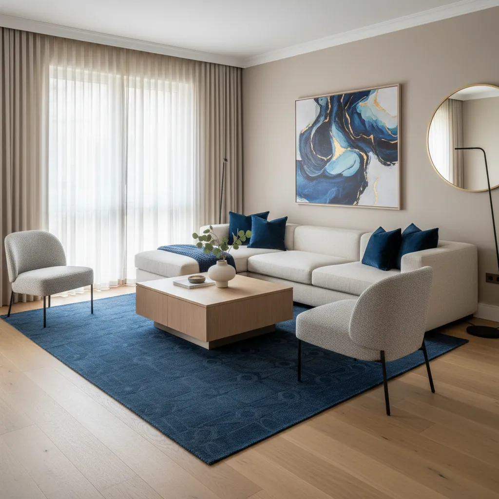 Paleta de colores elegante aplicada a un salón moderno