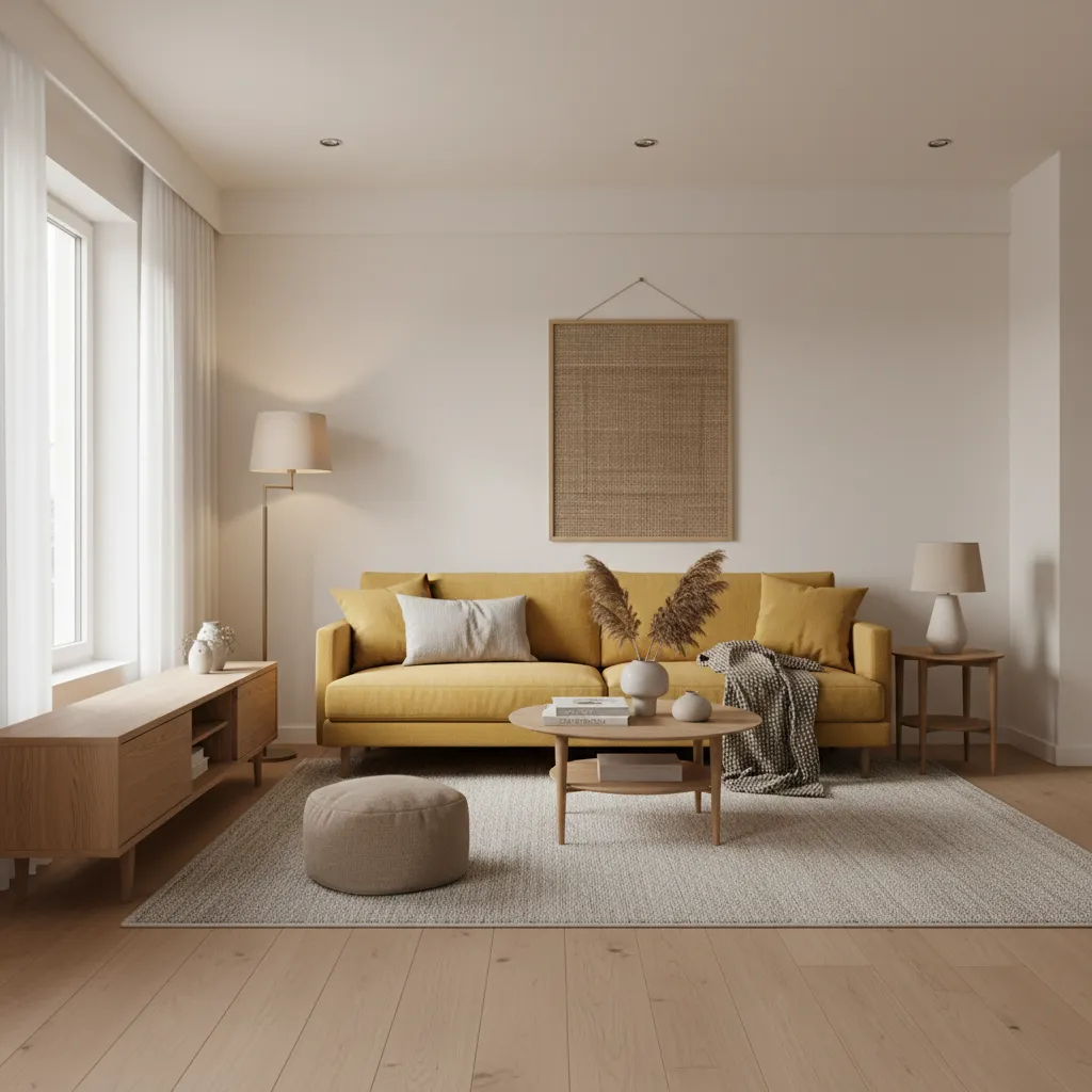 Paleta de colores mostaza en diseño de interiores