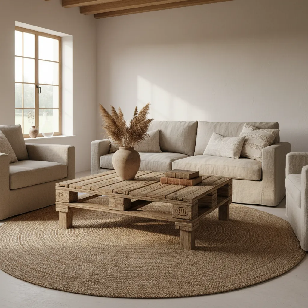 rustic pallet wood DIY floor table with textured boards