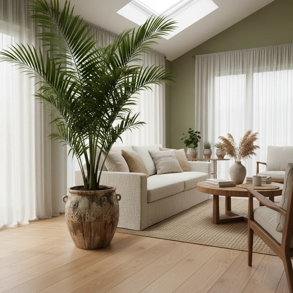 Palmera interior en maceta grande de cerámica