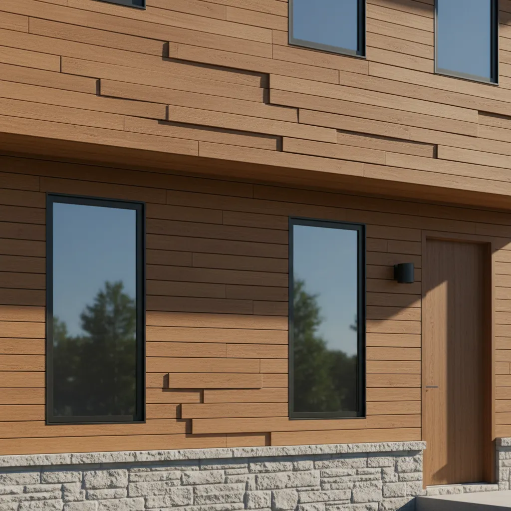 3d panel siding elements attached to house wall in floor planner design