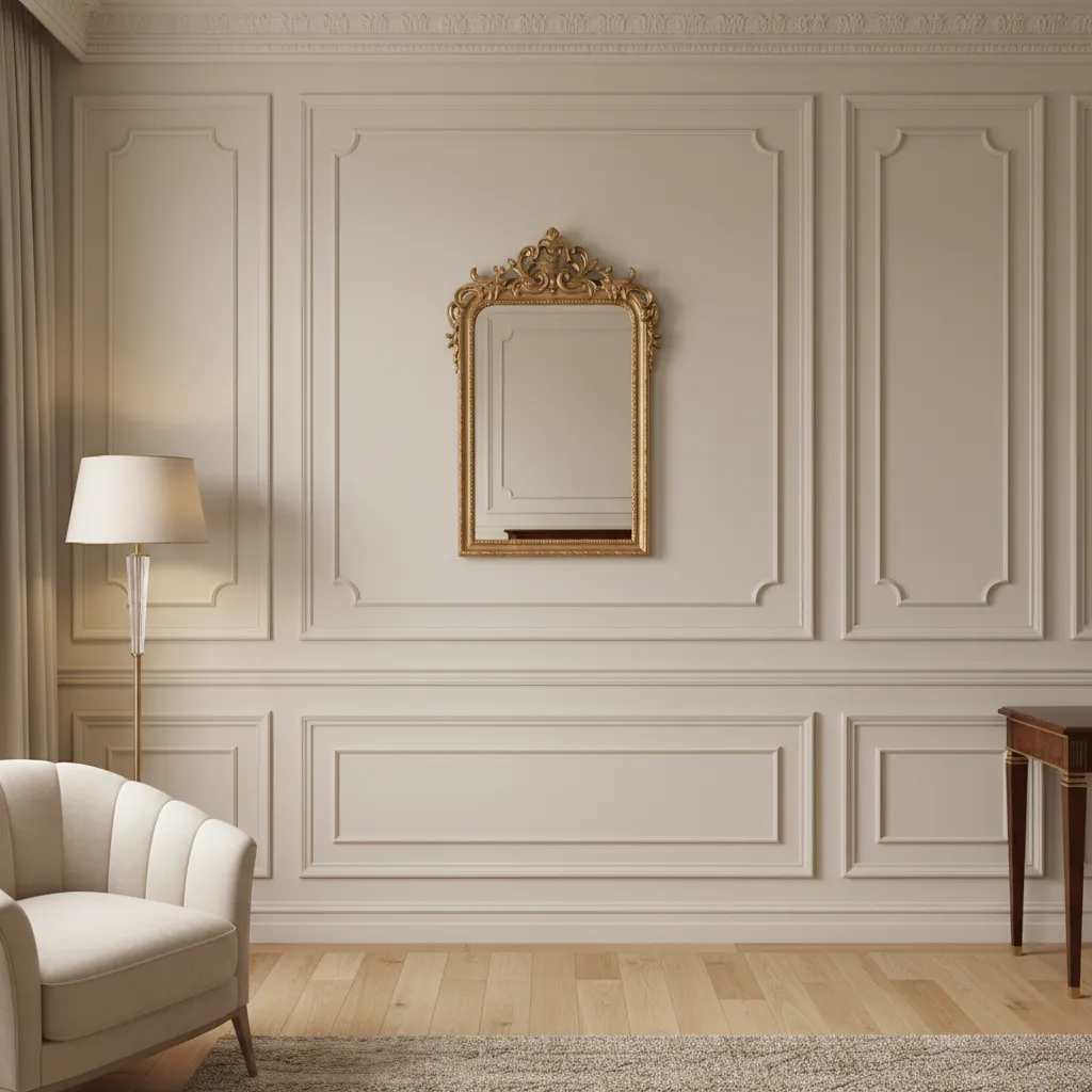 Pared con molduras decorativas típicas del diseño clásico