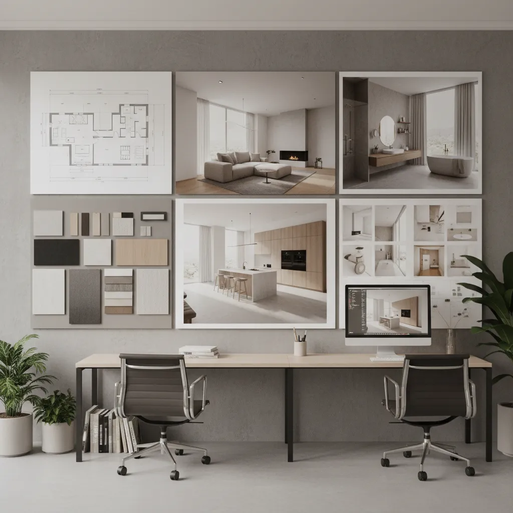 Paneles de presentación de un proyecto de diseño de interiores