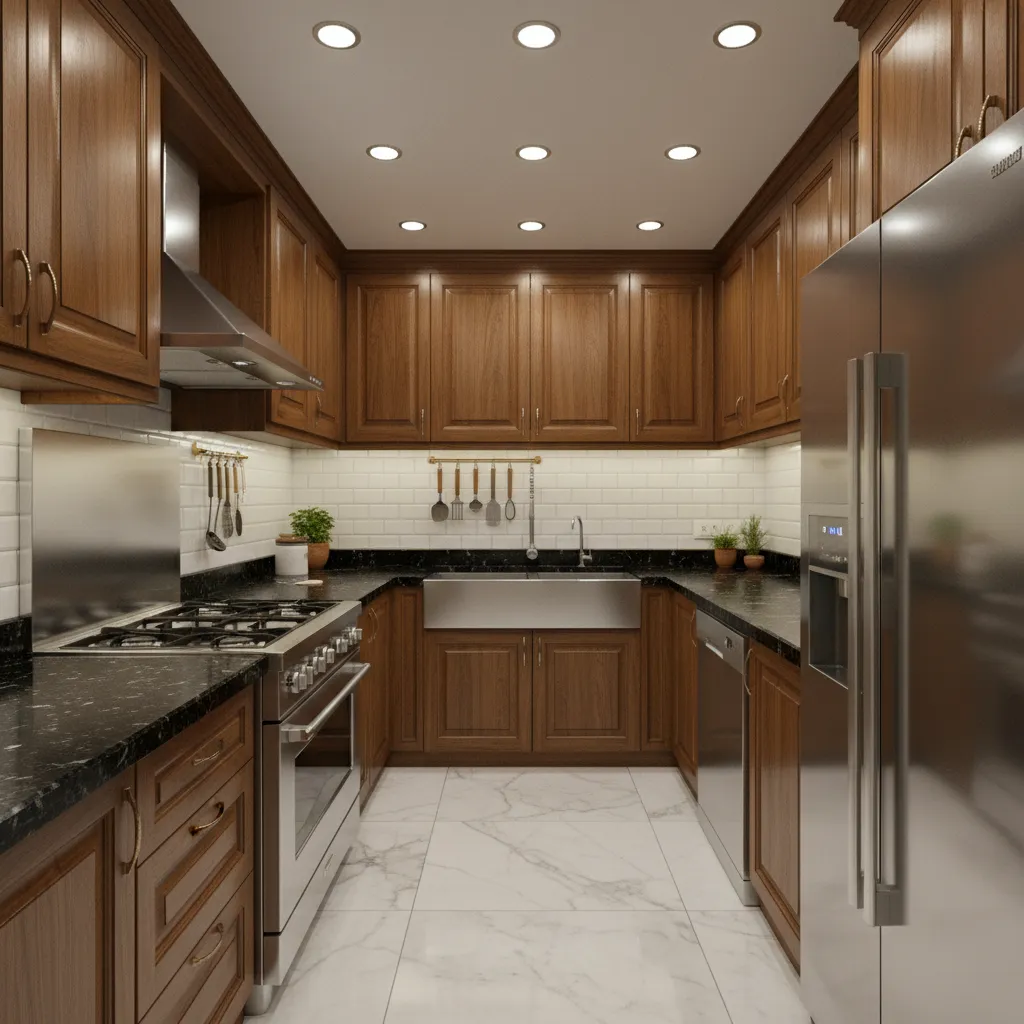 Parallel galley style small Indian kitchen layout