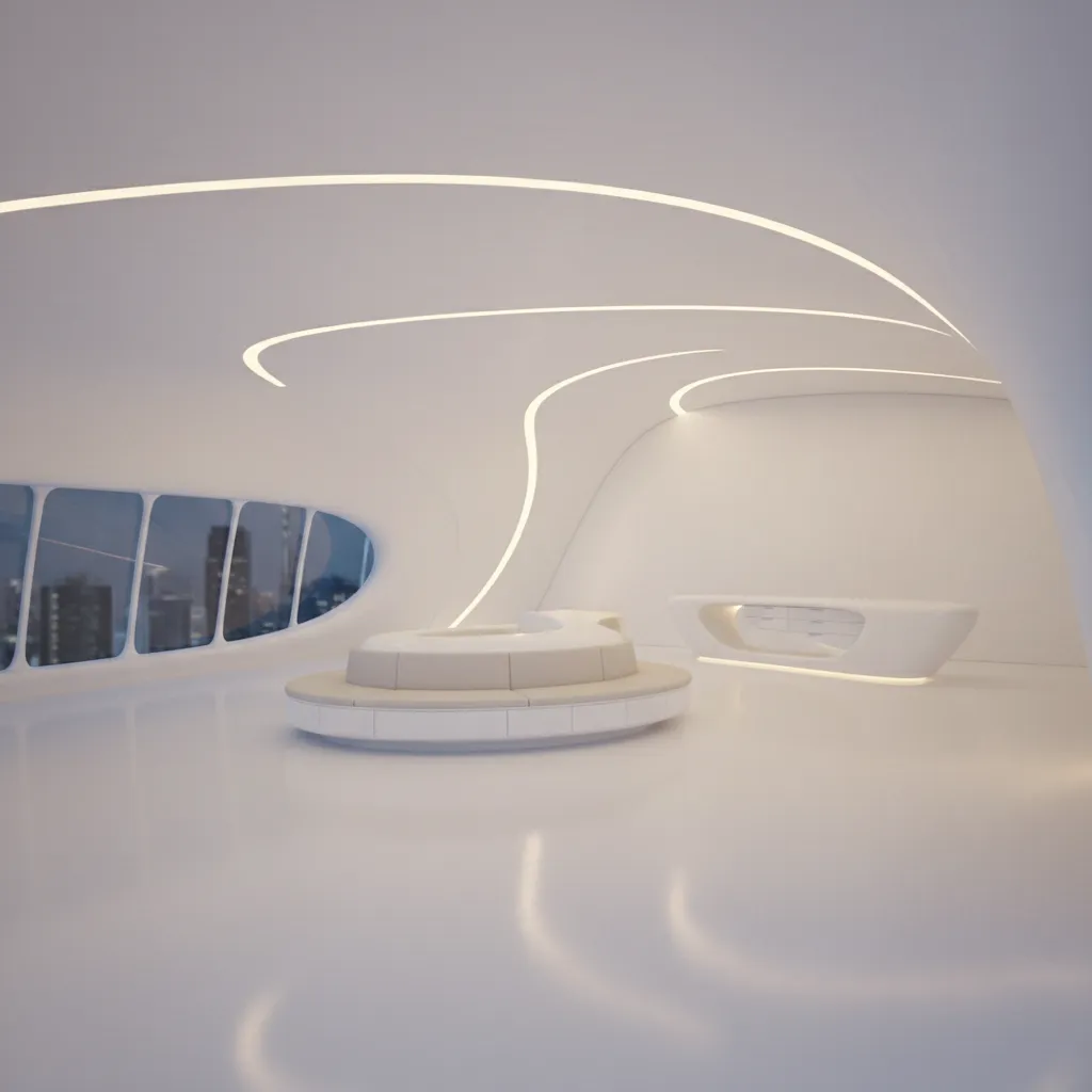 Interior paramétrico con iluminación integrada en arquitectura