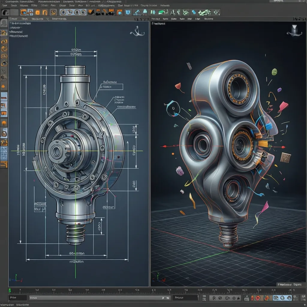Side by side comparison of parametric and direct CAD modeling workflows