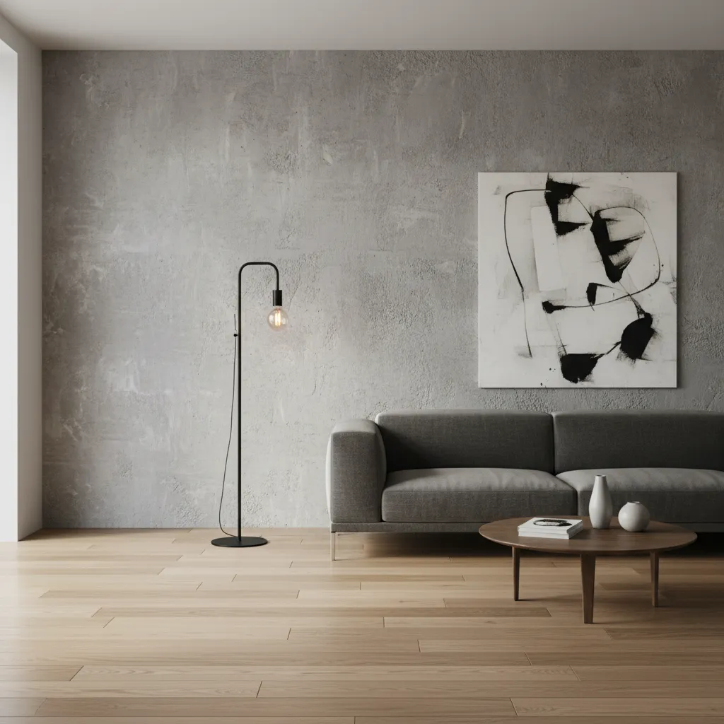 Pared interior con efecto cemento en estilo moderno
