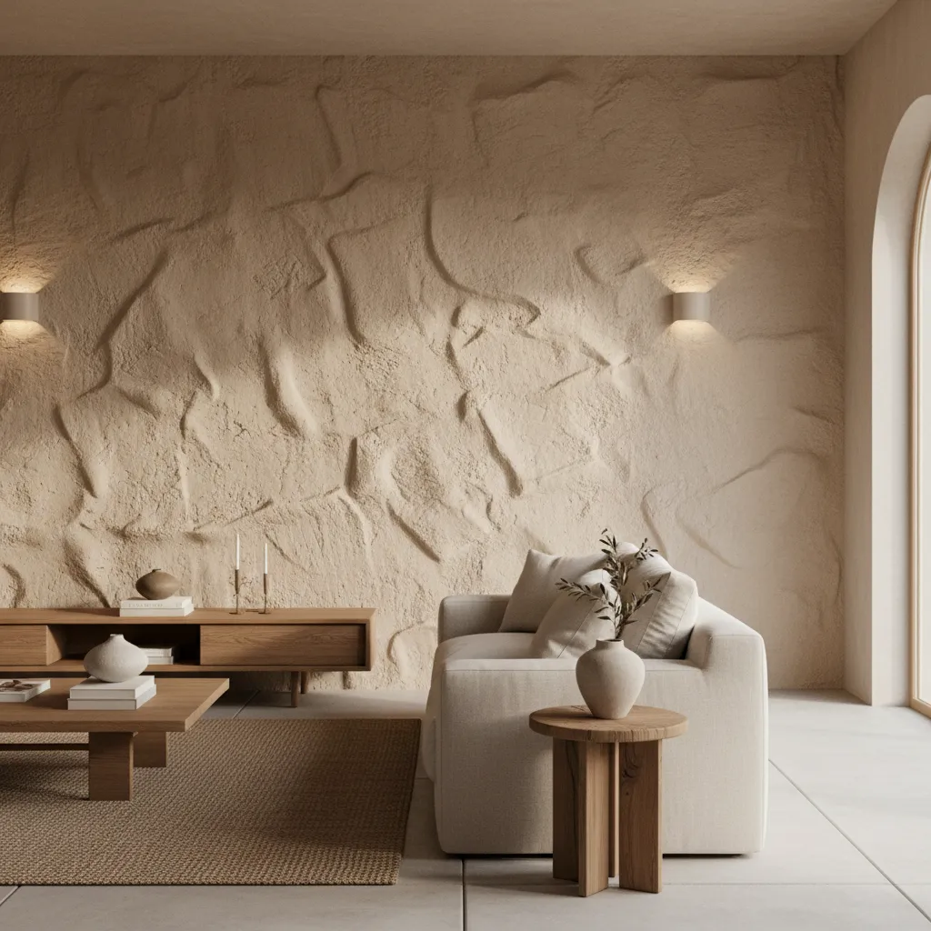 Diseño de interiores con pared enfoscada