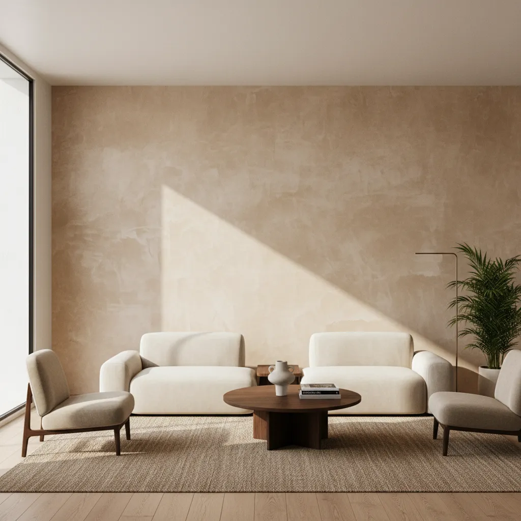 Diseño de interiores con pared estucada
