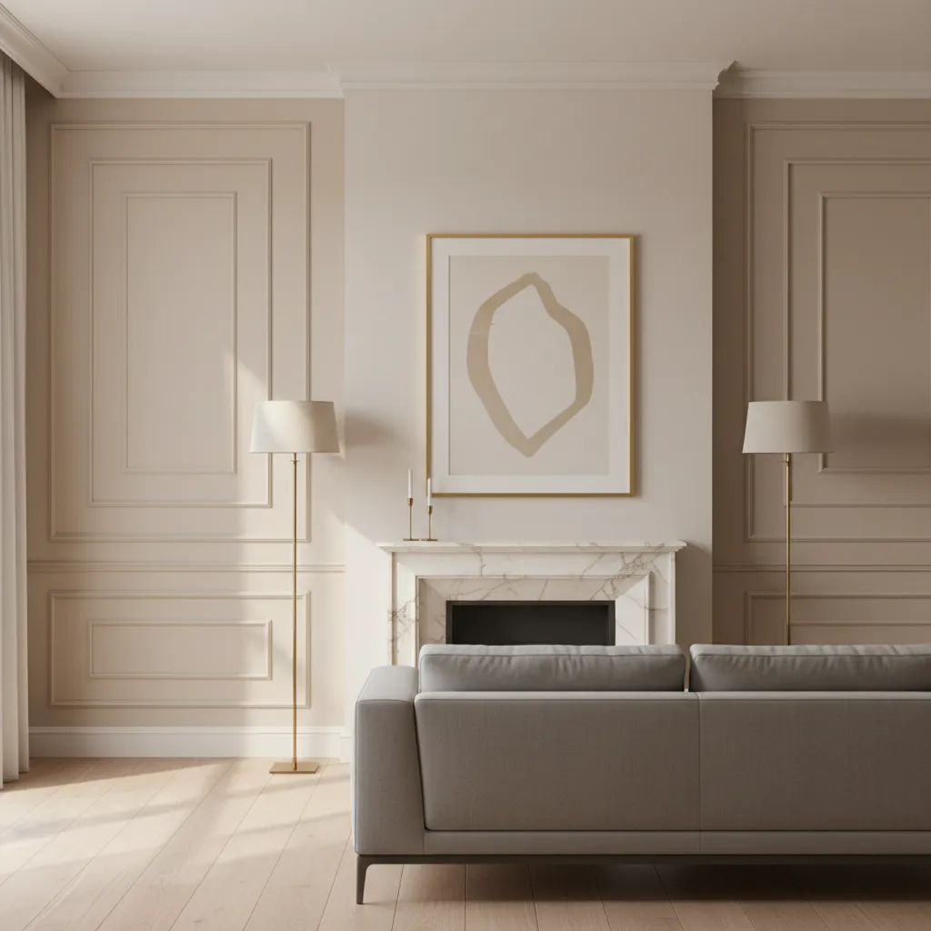 Pared interior con molduras decorativas minimalistas
