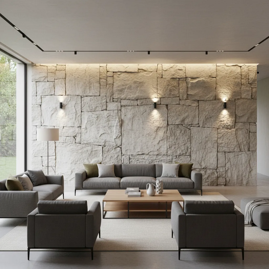 Diseño de paredes de interiores con piedra