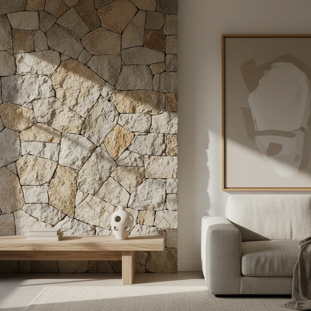 Pared de roca natural con iluminación que resalta la textura