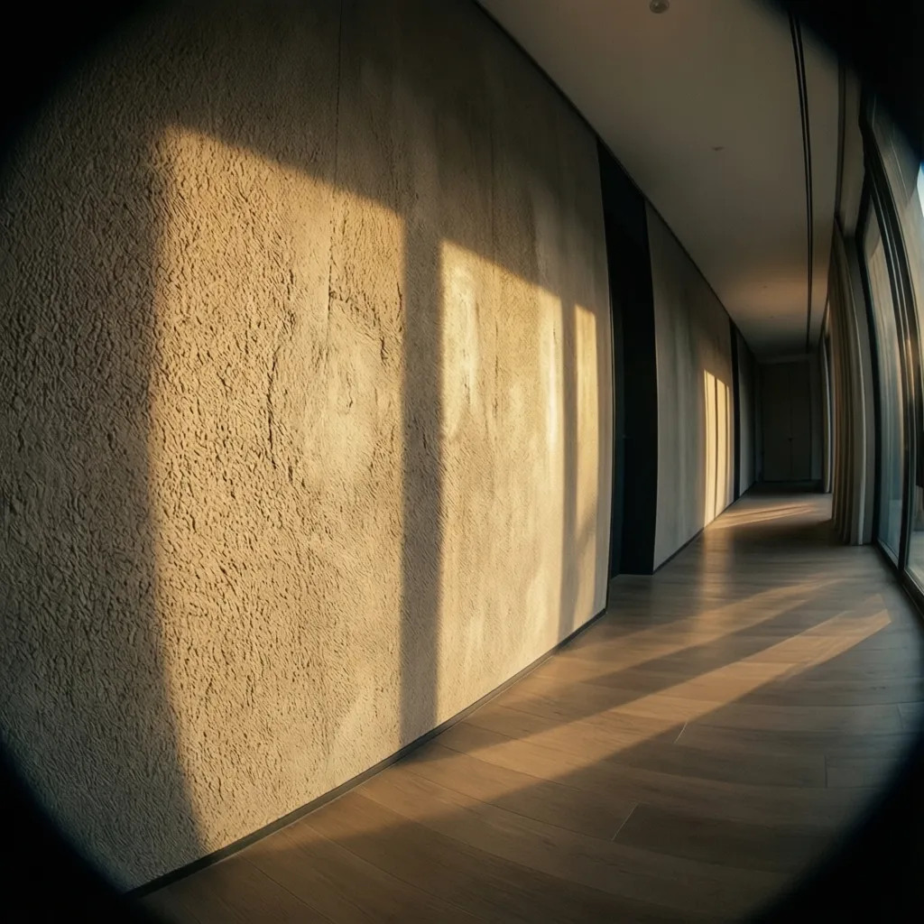 Pared interior texturizada con iluminación dirigida