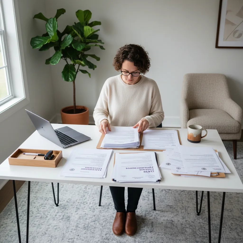 Parent reviewing documents needed for baby address verification