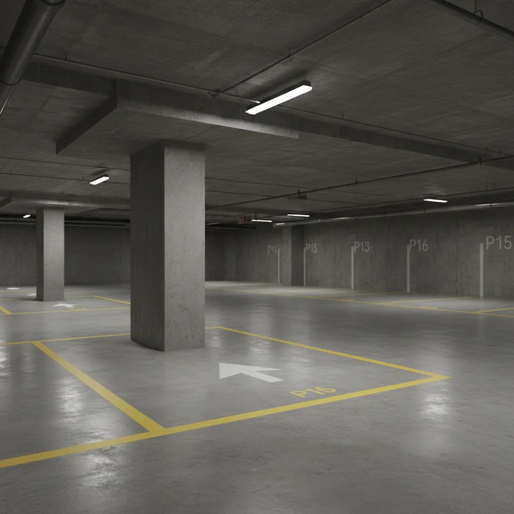 parking garage column interfering with parking stall space