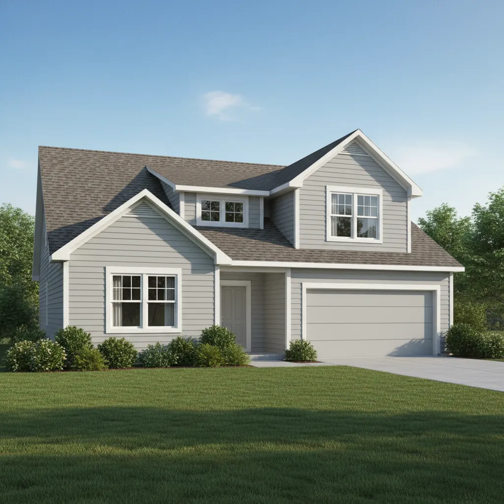 house with partial second floor expansion above garage area