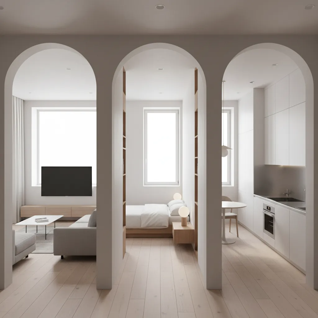 Partitioned layout inside a 710 sq ft house showing separate rooms and hallway