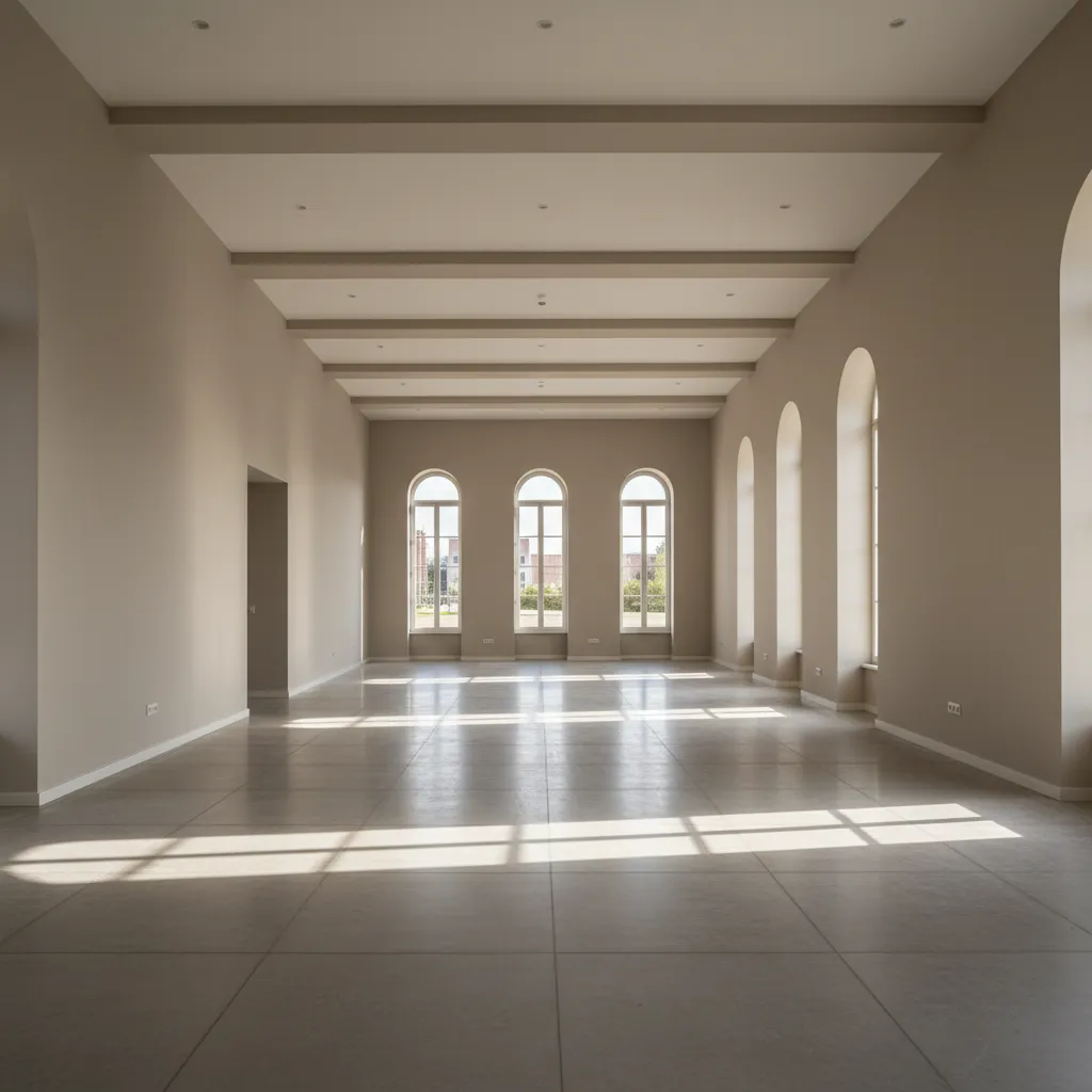 empty event room prepared for party layout planning
