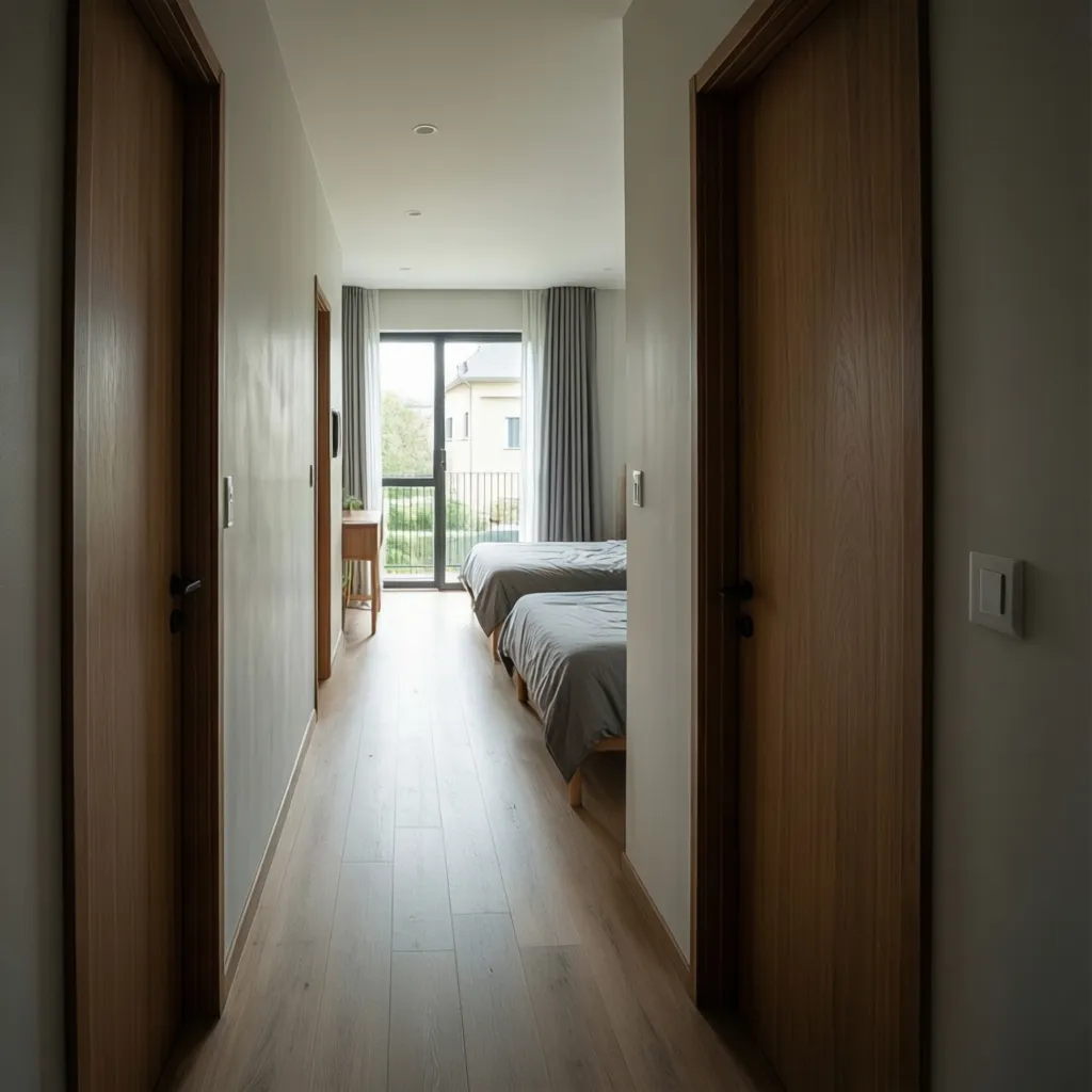 Pasillo corto bien diseñado en una casa moderna