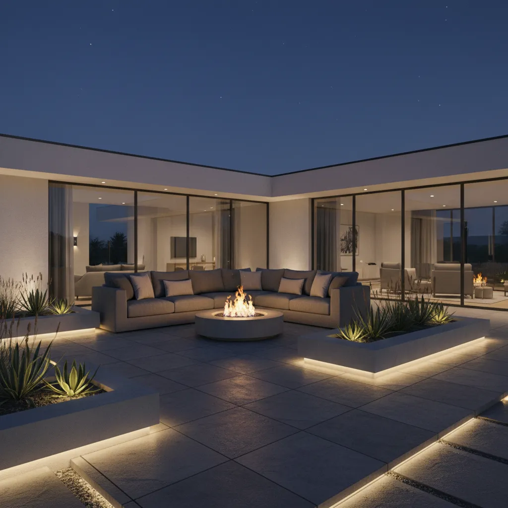 final rendered patio design export showing outdoor seating and landscaping