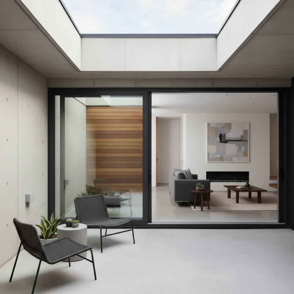 Patio inglés que aporta luz natural a un sótano residencial