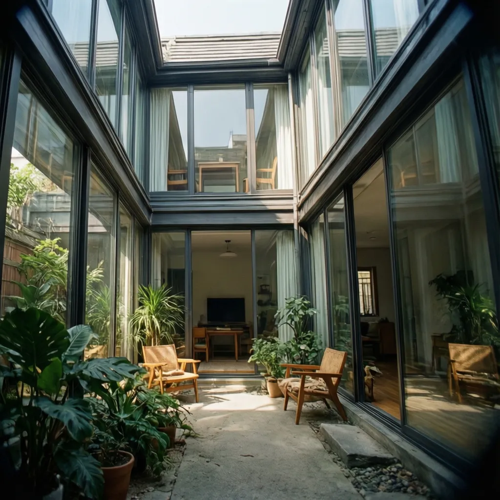 Pequeño patio interior que ilumina una vivienda estrecha