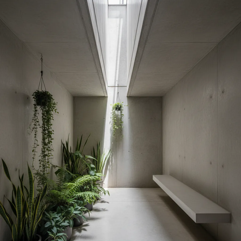 Patio interior pequeño que aporta luz natural