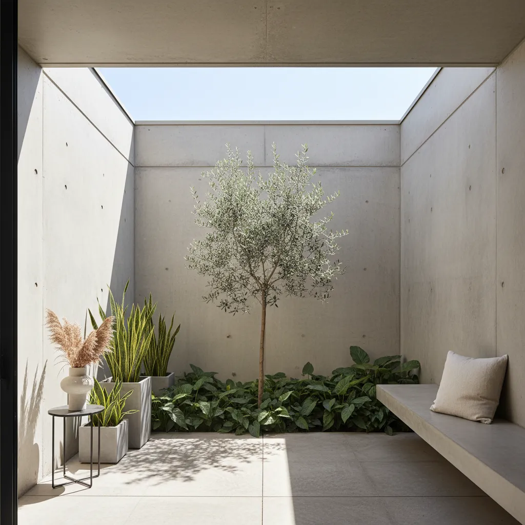 Pequeño patio interior que ilumina una casa compacta