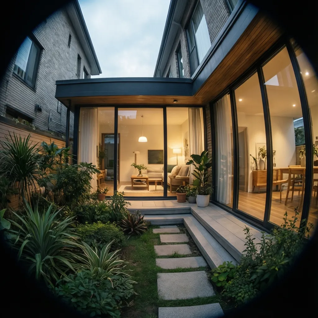 Pequeño patio interior que ilumina una vivienda compacta