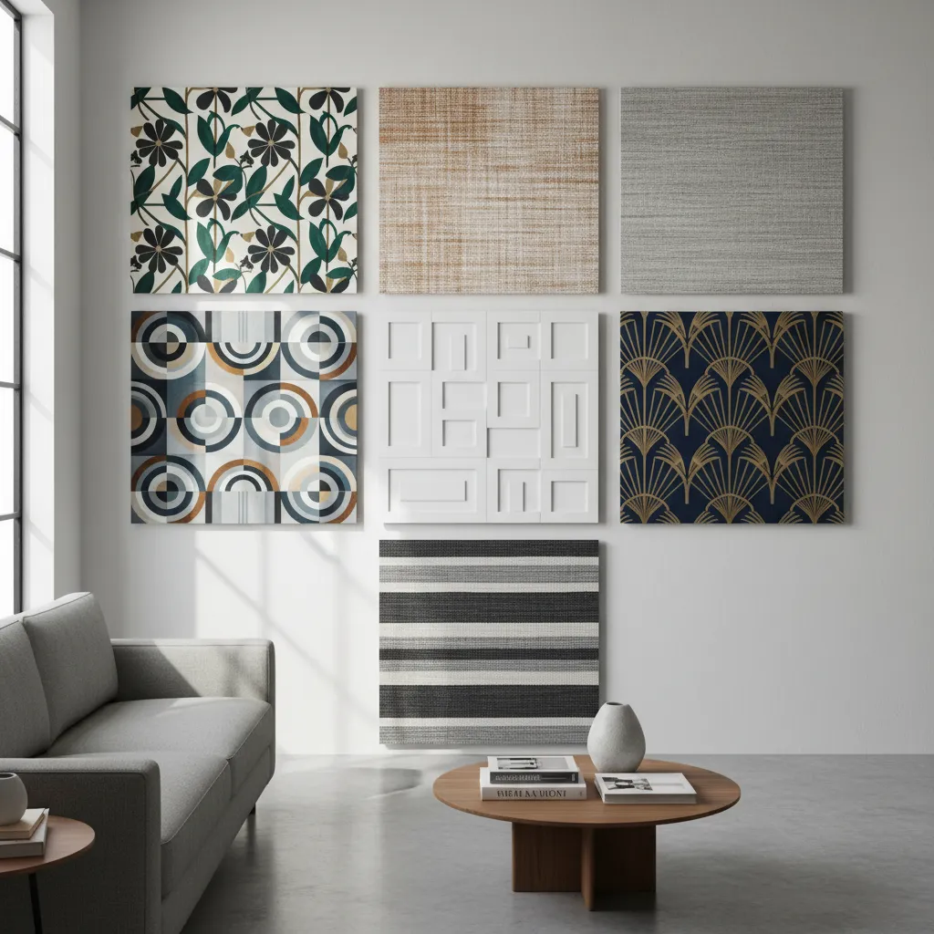 Diferentes patrones de fondo de pantalla utilizados en interiores modernos