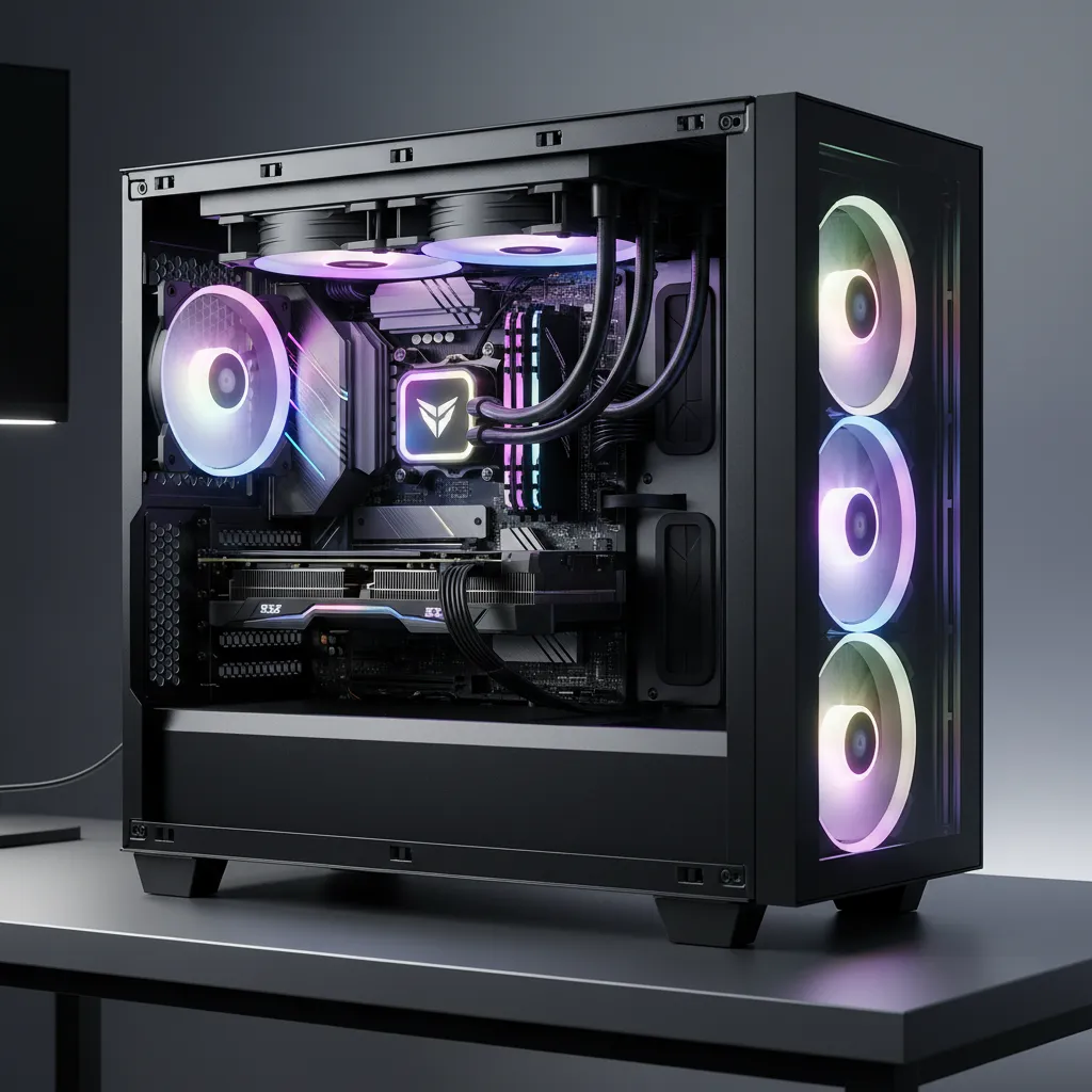 High airflow PC case with liquid cooling for long rendering workloads