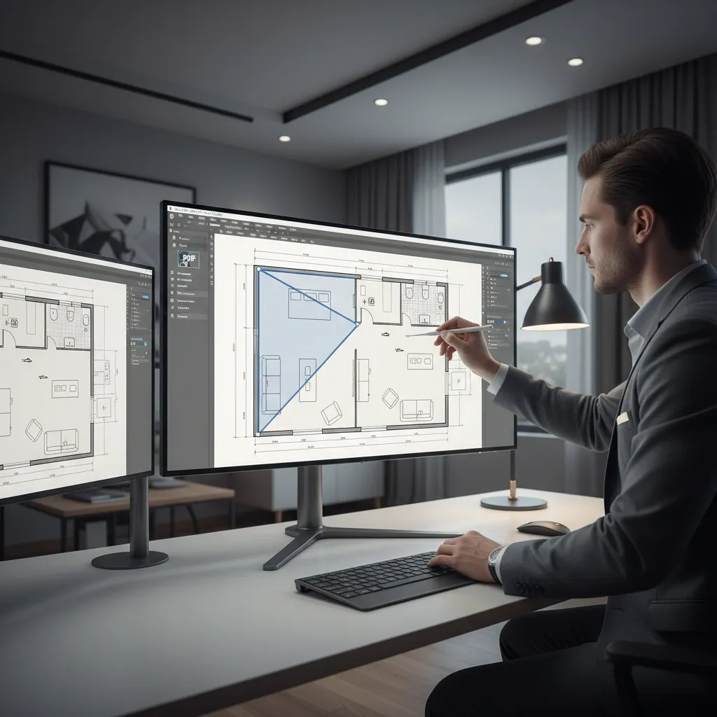Measuring area on imported PDF floor plan using digital tool