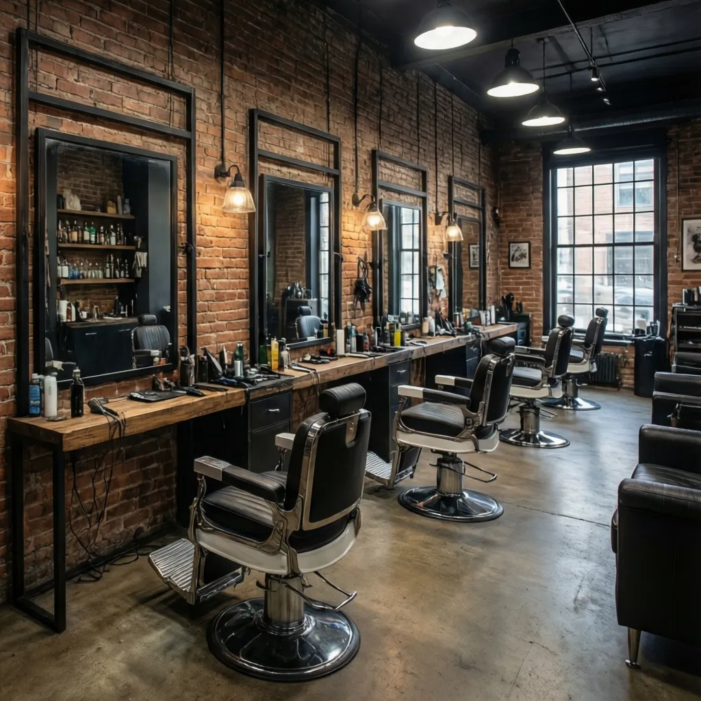Peluquería decorada con estilo industrial moderno
