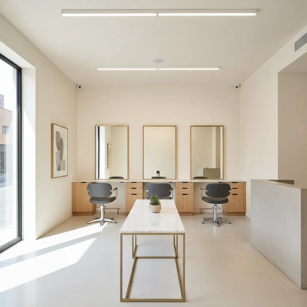 Peluquería pequeña con diseño moderno y minimalista