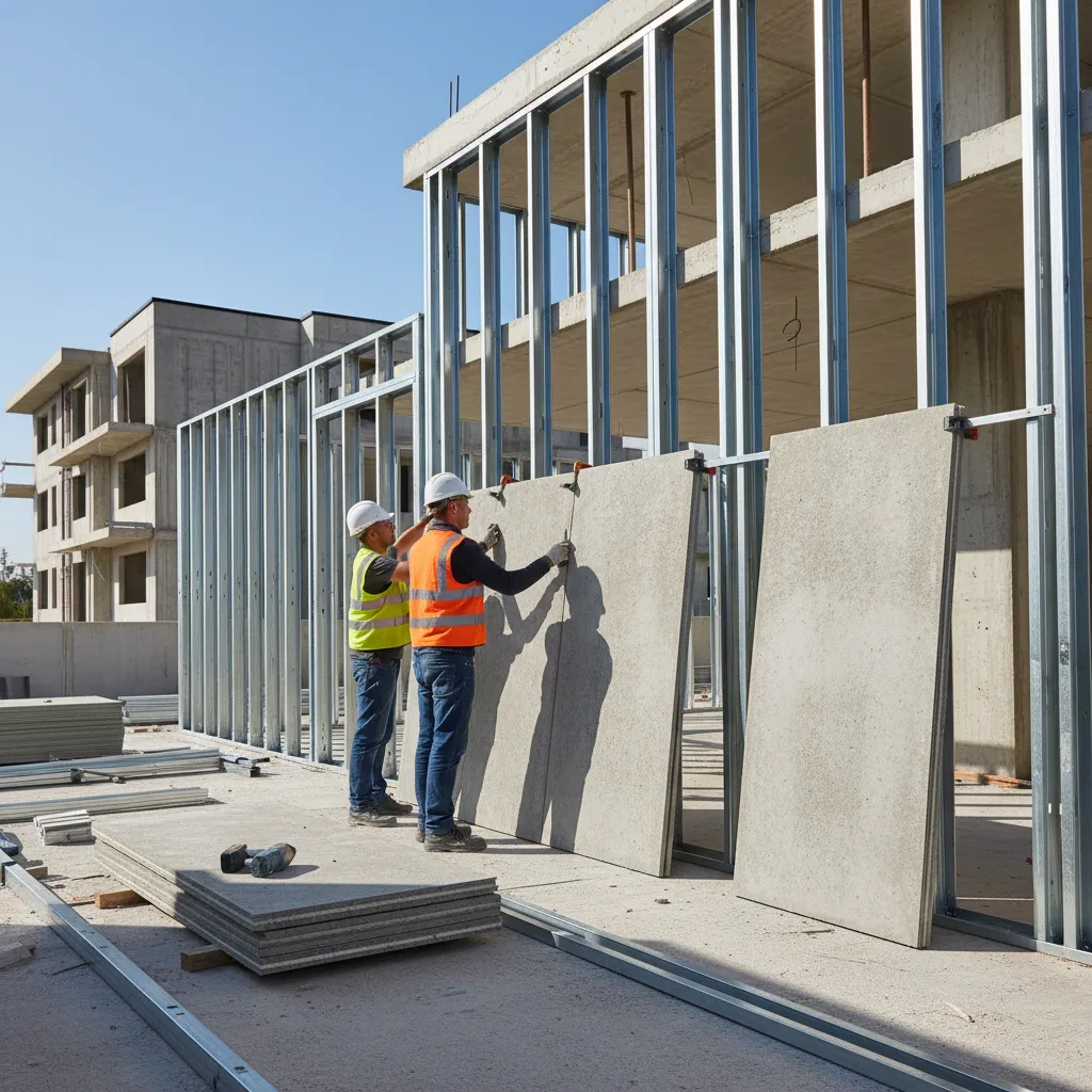 Proses pemasangan panel GRC pada dinding rumah