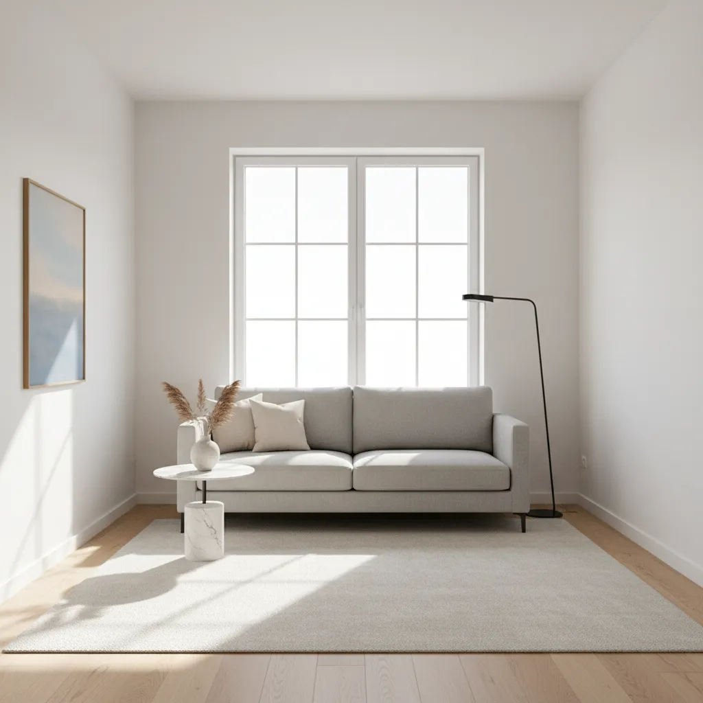 Ruang keluarga kecil dengan jendela besar