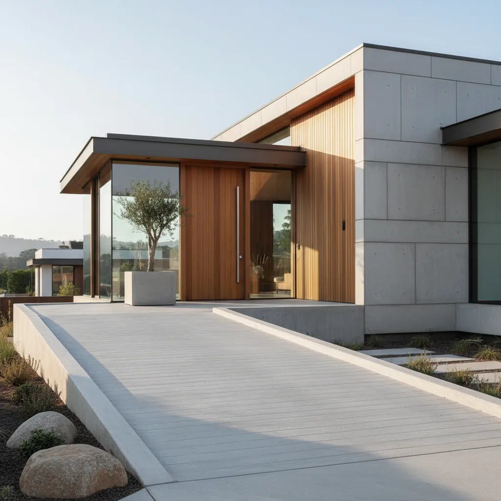 Vista lateral mostrando la pendiente de una rampa de cemento