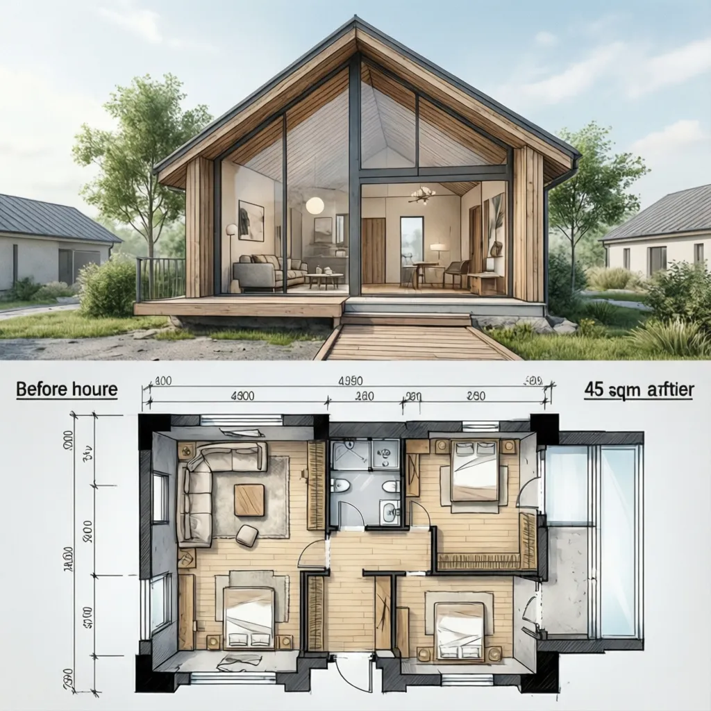 Ilustrasi pengembangan rumah type 45